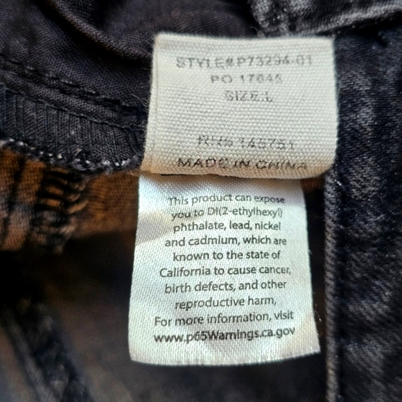 Peach Love California Distressed Black Fringe Gray Denim Flare Stretchy Jeans L - Picture 13 of 13
